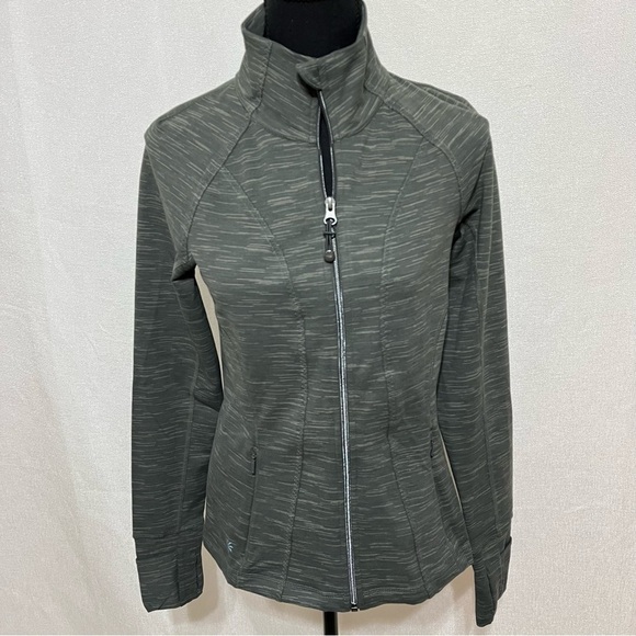 Athleta Striated Hope jacket. Full zip. Structured design. Reflection On Back. - Picture 3 of 7